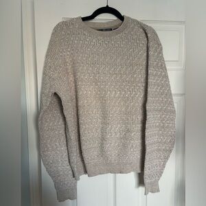 Oscar de la Renta Beige Textured Crewneck Sweater